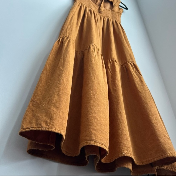 Sincerely Jules Linen Blend Burnt Orange Cut Out Sundress - Small - Picture 8 of 15